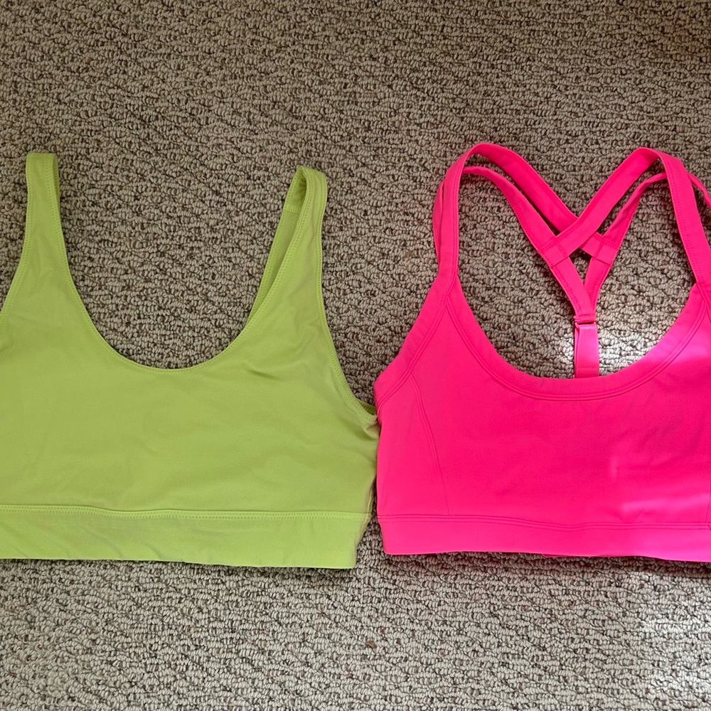 Free People Movement neon Pink and Green Sports Bras